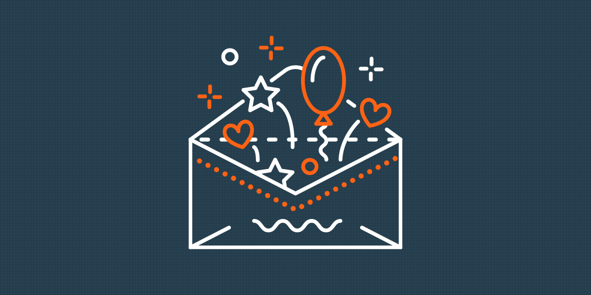 Email Incentive Illustration - confetti popping out of an envelope