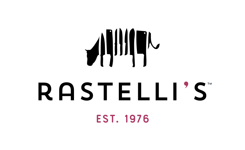 Rastelis's Award Winning Logo, a cow logo made of knives