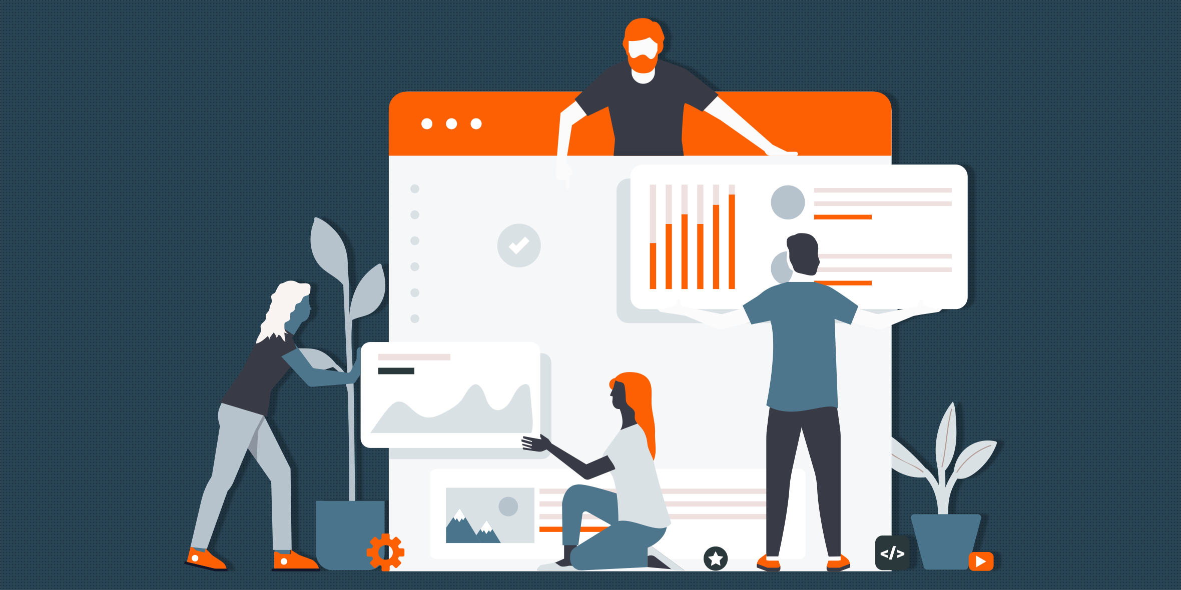 A banner showing how a group of marketing professional build a successful brand.