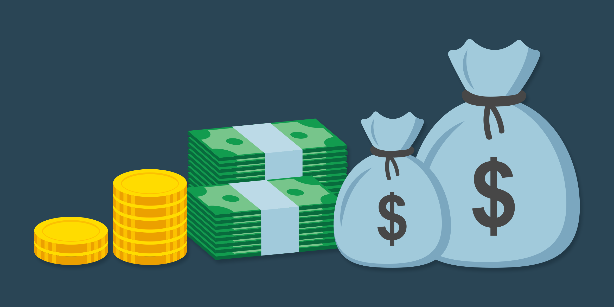 Cash and money bags representing the cost and value of hiring an email marketing agency