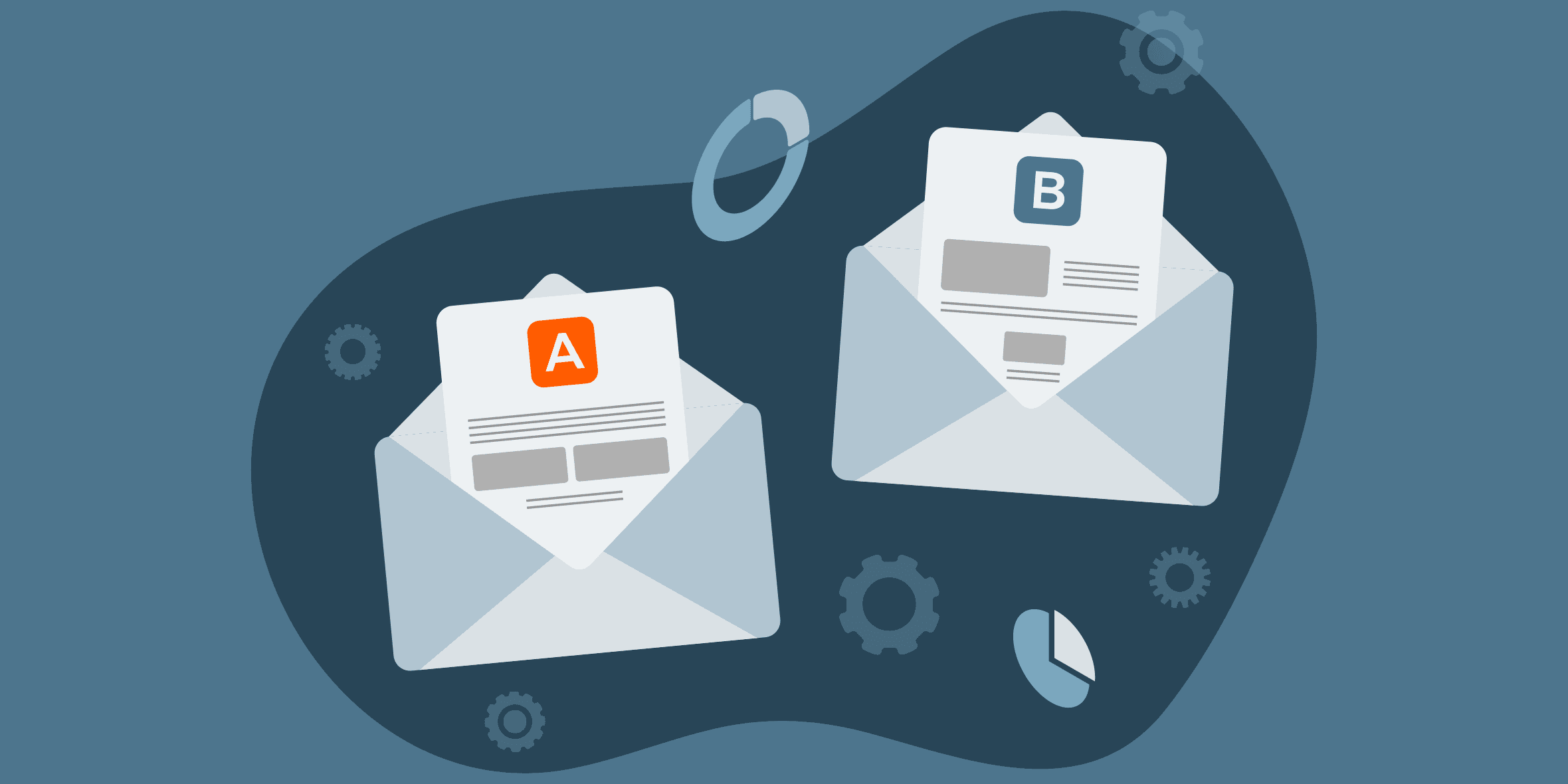 envelopes with mail inside -one with the letter A on the paper and with with the letter B on the paper